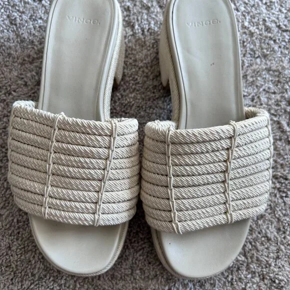 Vince Margo Cord Platform Slide Sandals – Cream SZ 6.5 - Picture 3 of 9
